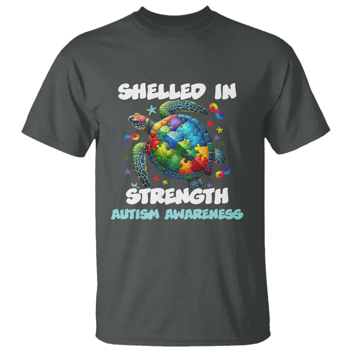 Turtle Autism Acceptance T Shirt Shelled In Strength - Wonder Print Shop