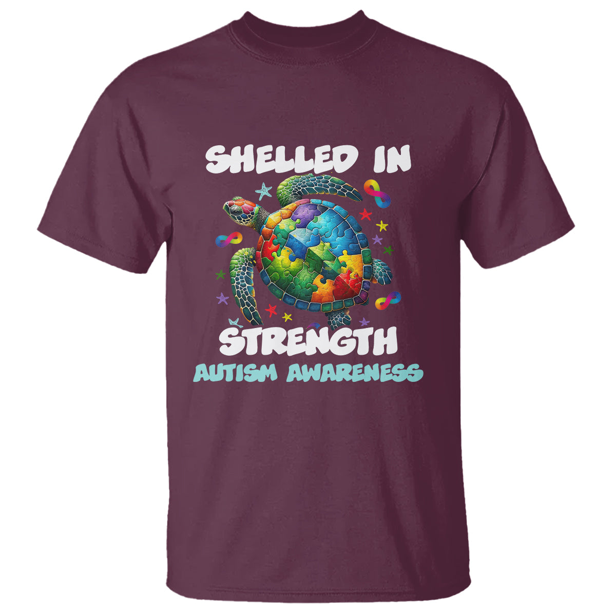 Turtle Autism Acceptance T Shirt Shelled In Strength - Wonder Print Shop