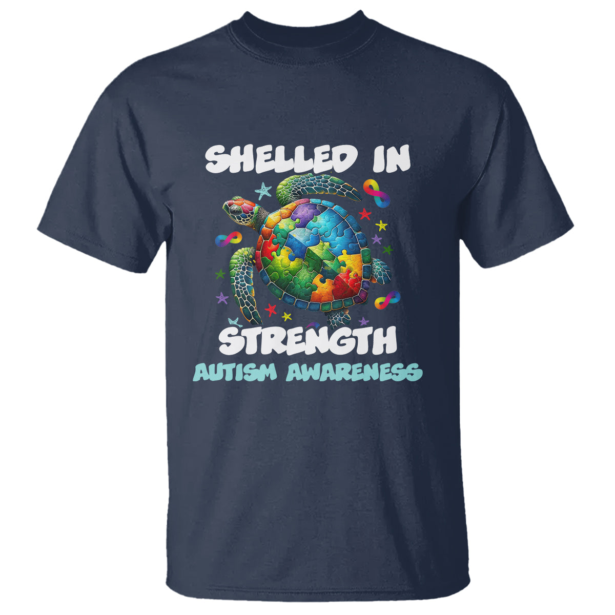 Turtle Autism Acceptance T Shirt Shelled In Strength - Wonder Print Shop
