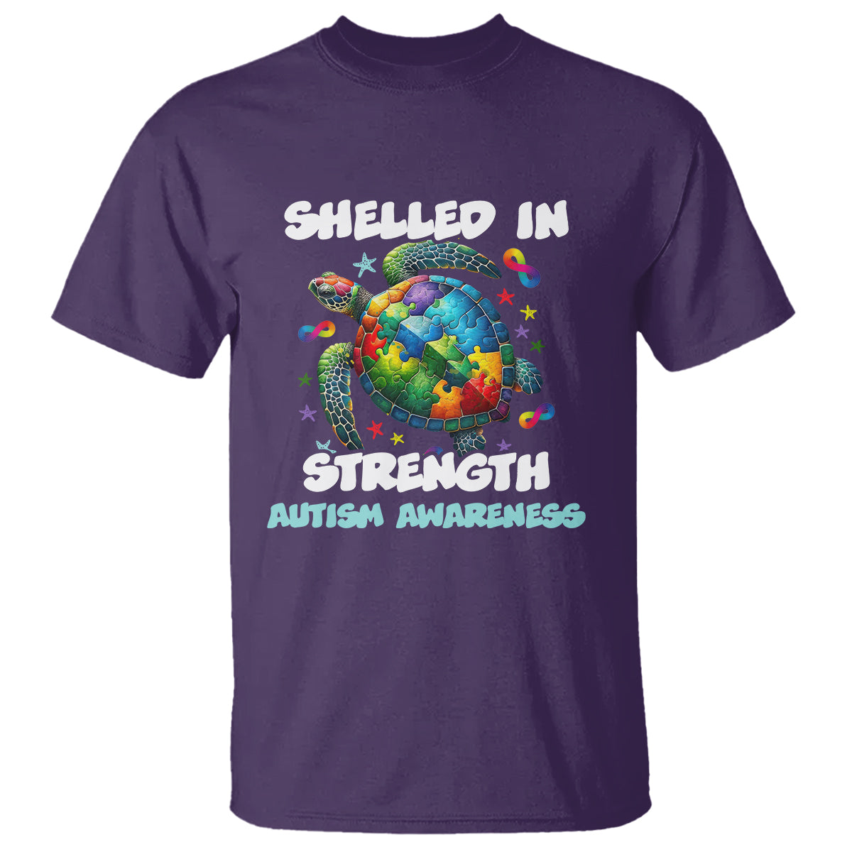 Turtle Autism Acceptance T Shirt Shelled In Strength - Wonder Print Shop