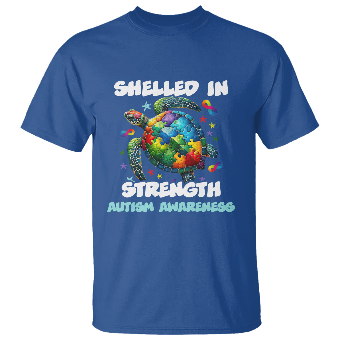 Turtle Autism Acceptance T Shirt Shelled In Strength - Wonder Print Shop