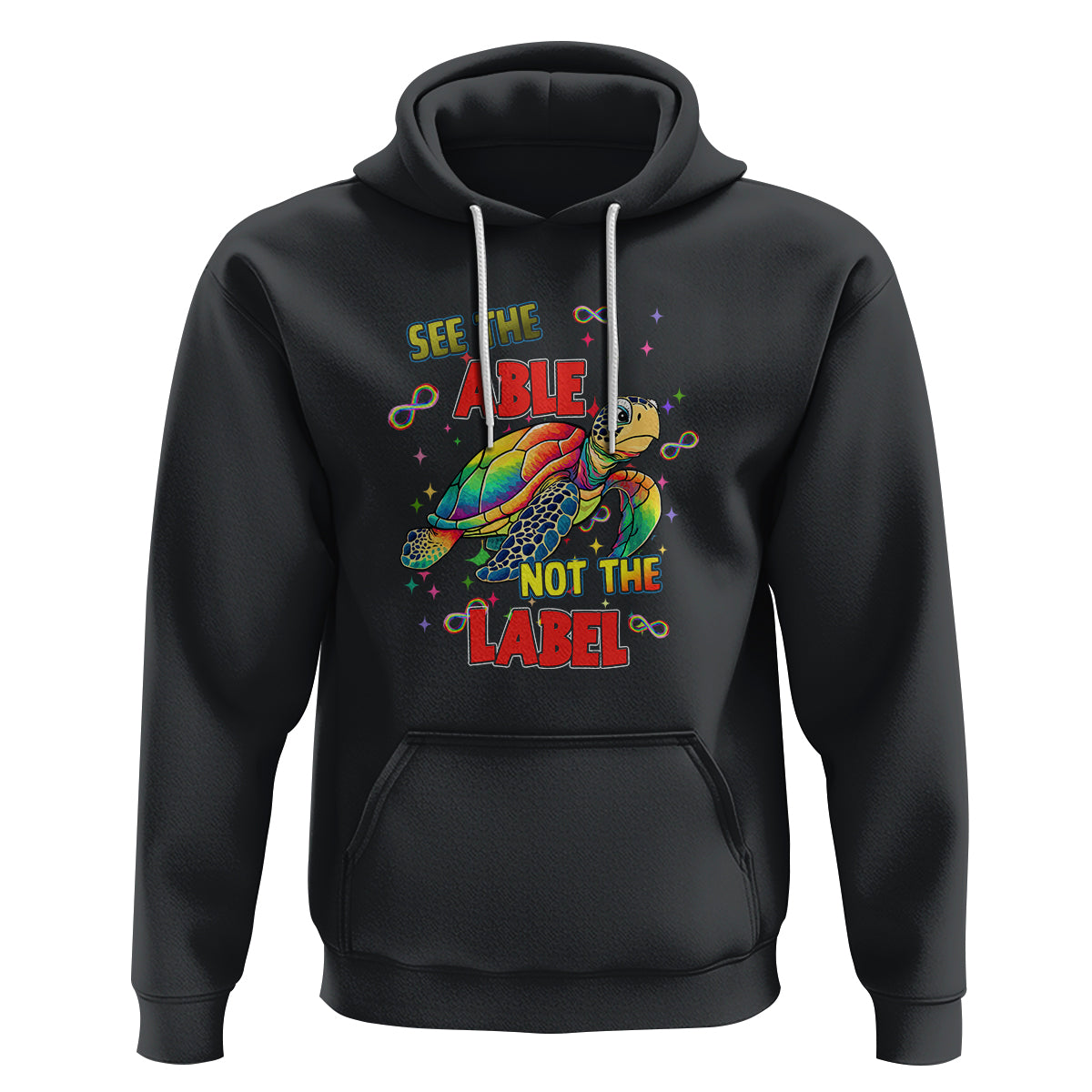 Turtle Autism Acceptance Hoodie See The Able Not The Label - Wonder Print Shop
