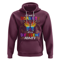 Butterfly Autism Hoodie It's Not A Disability It's A Different Ability Spectrum Rainbow Infinity - Wonder Print Shop