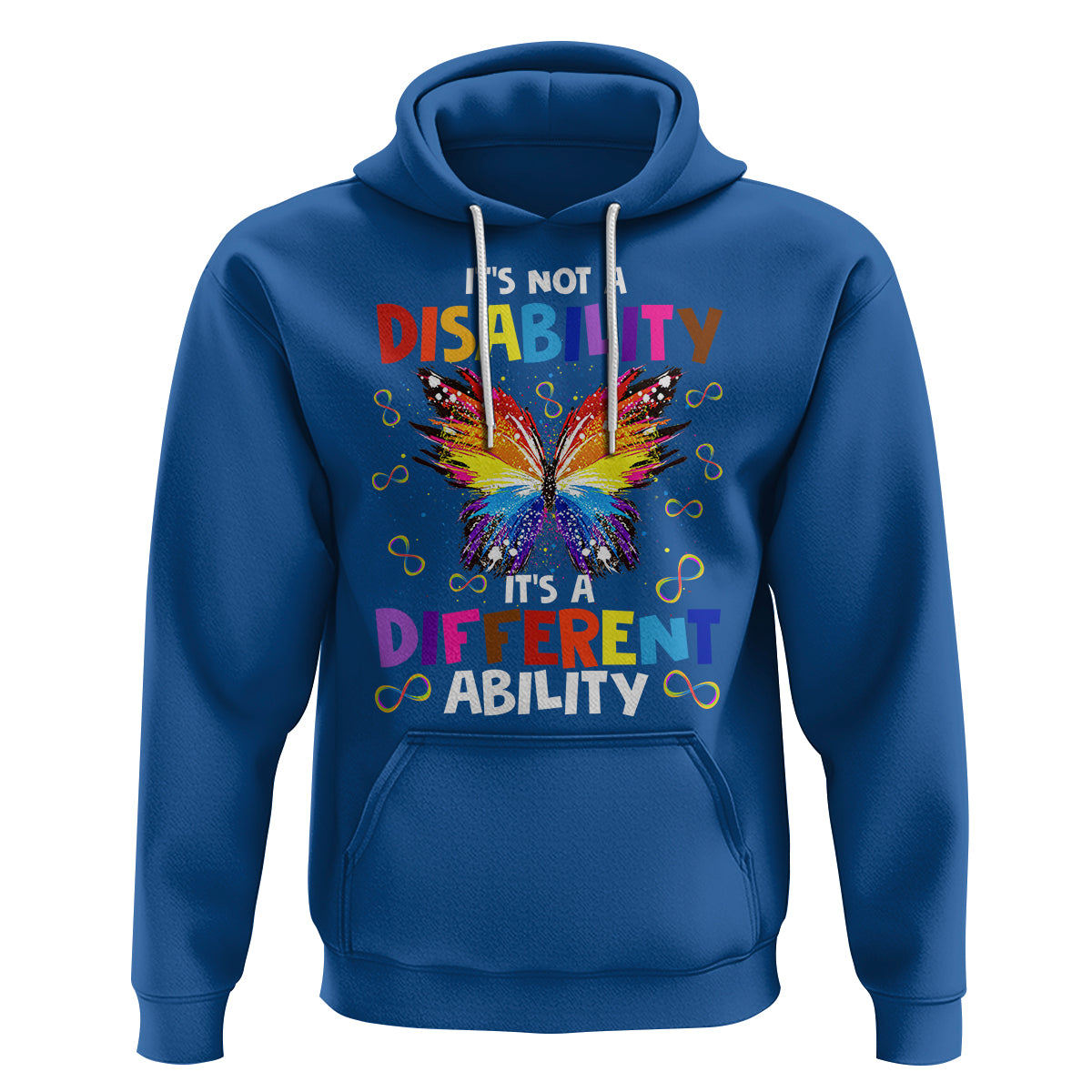 Butterfly Autism Hoodie It's Not A Disability It's A Different Ability Spectrum Rainbow Infinity - Wonder Print Shop