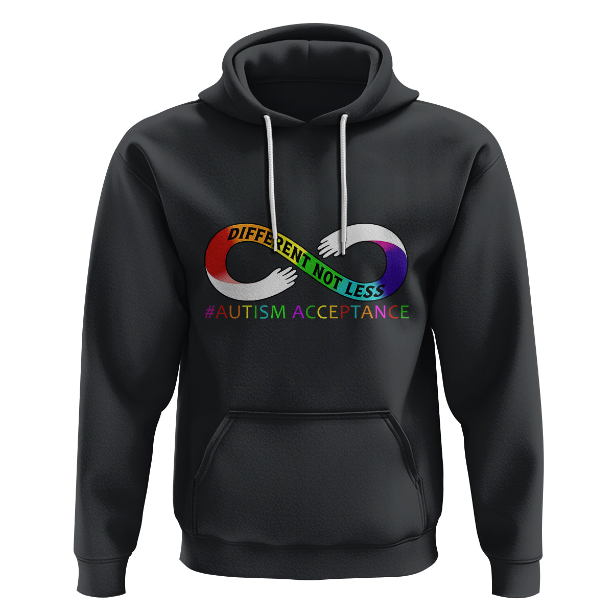 Autism Acceptance Hoodie Different Not Less Spectrum Rainbow Infinity - Wonder Print Shop