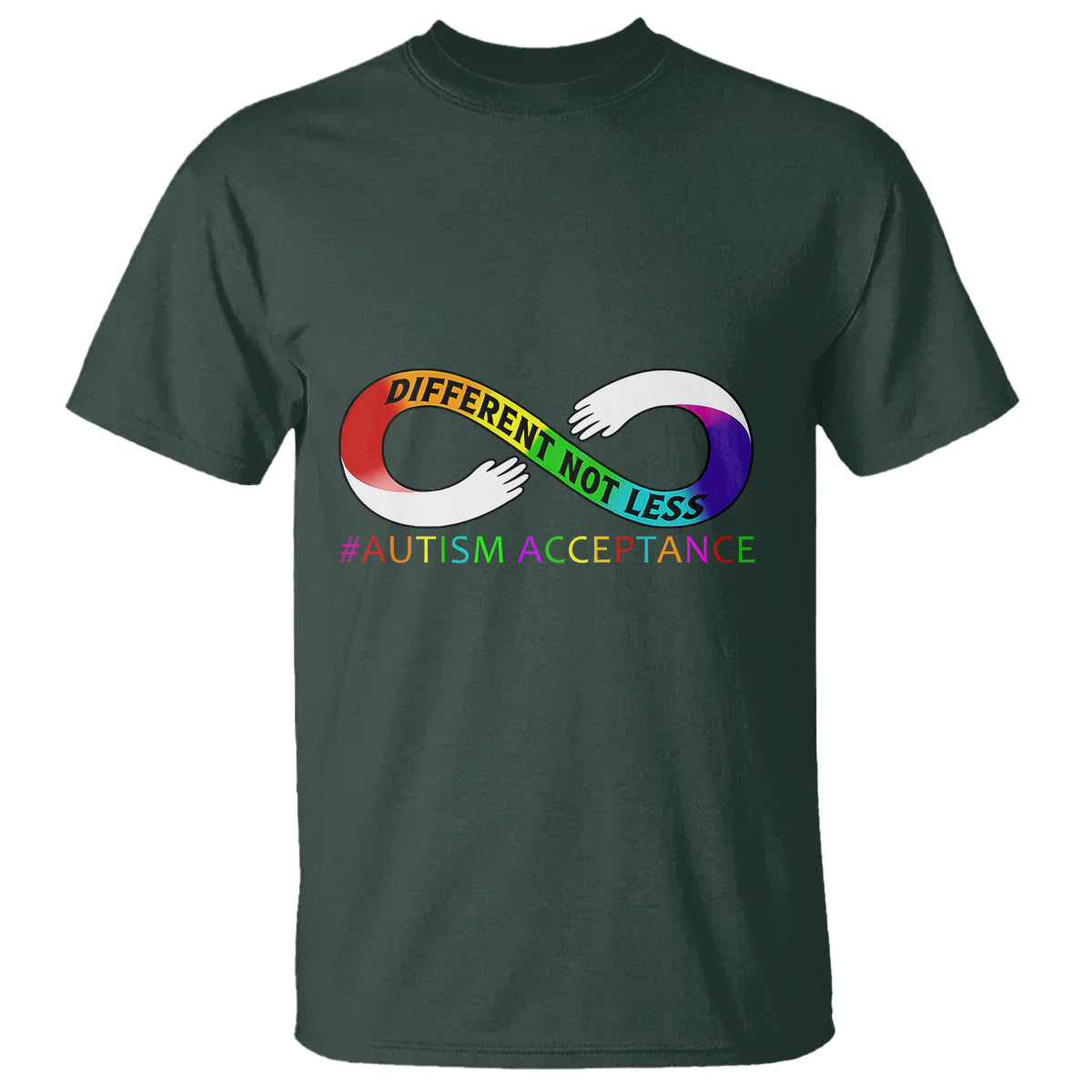 Autism Acceptance T Shirt Different Not Less Spectrum Rainbow Infinity - Wonder Print Shop