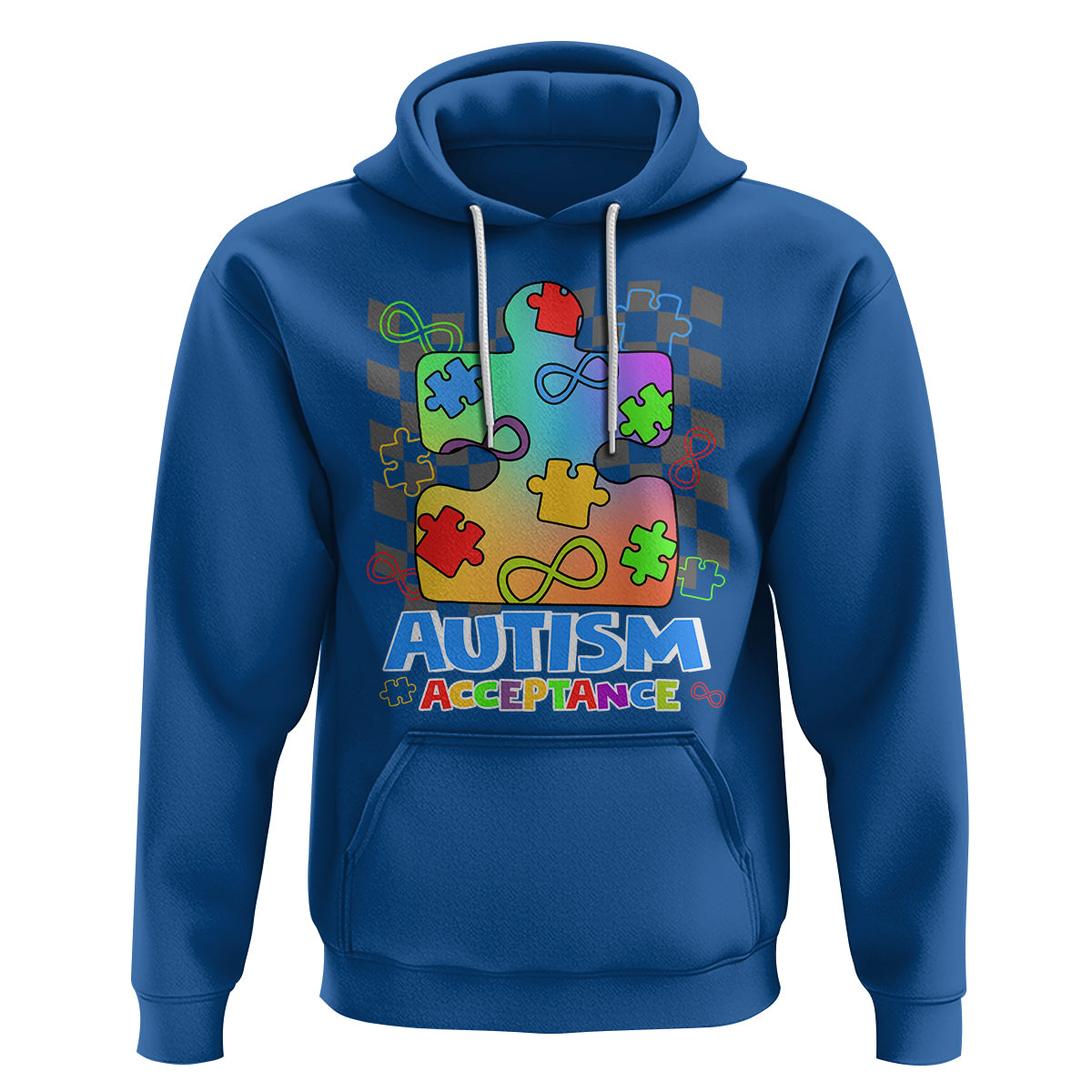 Autism Acceptance Hoodie Retro Groovy Puzzle Piece Spectrum Rainbow Infinity Symbol - Wonder Print Shop
