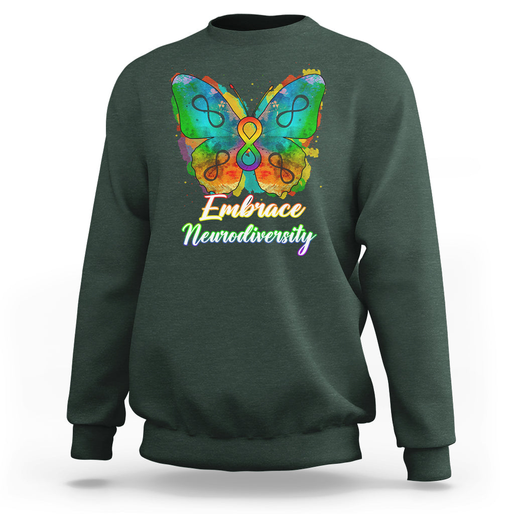 Autism Acceptance Sweatshirt Embrace Neurodiversity Rainbow Spectrum - Wonder Print Shop