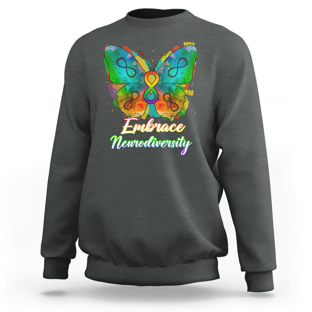 Autism Acceptance Sweatshirt Embrace Neurodiversity Rainbow Spectrum - Wonder Print Shop
