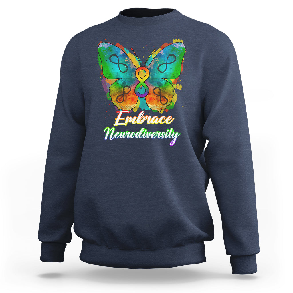 Autism Acceptance Sweatshirt Embrace Neurodiversity Rainbow Spectrum - Wonder Print Shop