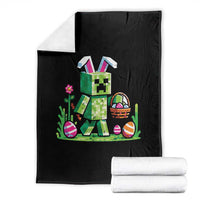 Pixel Easter Bunny Gamer Parody Graphic Throw Blanket Funny Block Style Rabbit with Eggs Basket Gaming Humor Gift