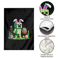 Pixel Easter Bunny Gamer Parody Graphic Garden Flag Funny Block Style Rabbit with Eggs Basket Gaming Humor Gift