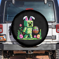 Pixel Easter Bunny Gamer Parody Graphic Spare Tire Cover Funny Block Style Rabbit with Eggs Basket Gaming Humor Gift