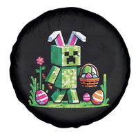 Pixel Easter Bunny Gamer Parody Graphic Spare Tire Cover Funny Block Style Rabbit with Eggs Basket Gaming Humor Gift