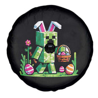 Pixel Easter Bunny Gamer Parody Graphic Spare Tire Cover Funny Block Style Rabbit with Eggs Basket Gaming Humor Gift