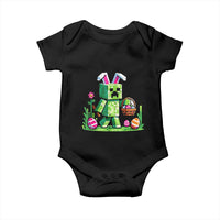 Pixel Easter Bunny Gamer Parody Graphic Baby Onesie Funny Block Style Rabbit with Eggs Basket Gaming Humor Gift