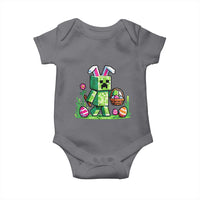 Pixel Easter Bunny Gamer Parody Graphic Baby Onesie Funny Block Style Rabbit with Eggs Basket Gaming Humor Gift