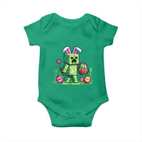 Pixel Easter Bunny Gamer Parody Graphic Baby Onesie Funny Block Style Rabbit with Eggs Basket Gaming Humor Gift
