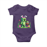 Pixel Easter Bunny Gamer Parody Graphic Baby Onesie Funny Block Style Rabbit with Eggs Basket Gaming Humor Gift