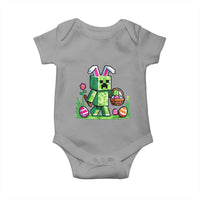 Pixel Easter Bunny Gamer Parody Graphic Baby Onesie Funny Block Style Rabbit with Eggs Basket Gaming Humor Gift