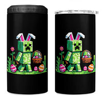 Pixel Easter Bunny Gamer Parody Graphic 4 in 1 Can Cooler Tumbler Funny Block Style Rabbit with Eggs Basket Gaming Humor Gift