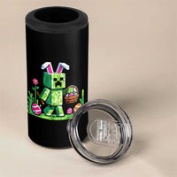 Pixel Easter Bunny Gamer Parody Graphic 4 in 1 Can Cooler Tumbler Funny Block Style Rabbit with Eggs Basket Gaming Humor Gift