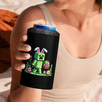 Pixel Easter Bunny Gamer Parody Graphic 4 in 1 Can Cooler Tumbler Funny Block Style Rabbit with Eggs Basket Gaming Humor Gift