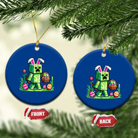 Pixel Easter Bunny Gamer Parody Graphic Ceramic Ornament Funny Block Style Rabbit with Eggs Basket Gaming Humor Gift
