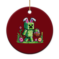 Pixel Easter Bunny Gamer Parody Graphic Ceramic Ornament Funny Block Style Rabbit with Eggs Basket Gaming Humor Gift