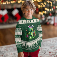 Pixel Easter Bunny Gamer Parody Graphic Ugly Christmas Sweater Funny Block Style Rabbit with Eggs Basket Gaming Humor Gift