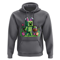 Pixel Easter Bunny Gamer Parody Graphic Hoodie Funny Block Style Rabbit with Eggs Basket Gaming Humor Gift