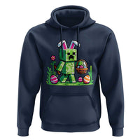 Pixel Easter Bunny Gamer Parody Graphic Hoodie Funny Block Style Rabbit with Eggs Basket Gaming Humor Gift