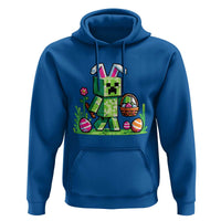 Pixel Easter Bunny Gamer Parody Graphic Hoodie Funny Block Style Rabbit with Eggs Basket Gaming Humor Gift