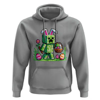Pixel Easter Bunny Gamer Parody Graphic Hoodie Funny Block Style Rabbit with Eggs Basket Gaming Humor Gift