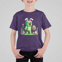 Pixel Easter Bunny Gamer Parody Graphic T Shirt For Kid Funny Block Style Rabbit with Eggs Basket Gaming Humor Gift