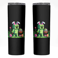 Pixel Easter Bunny Gamer Parody Graphic Skinny Tumbler Funny Block Style Rabbit with Eggs Basket Gaming Humor Gift