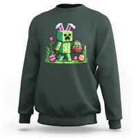 Pixel Easter Bunny Gamer Parody Graphic Sweatshirt Funny Block Style Rabbit with Eggs Basket Gaming Humor Gift