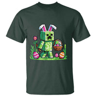 Pixel Easter Bunny Gamer Parody Graphic T Shirt Funny Block Style Rabbit with Eggs Basket Gaming Humor Gift