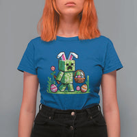 Pixel Easter Bunny Gamer Parody Graphic T Shirt For Women Funny Block Style Rabbit with Eggs Basket Gaming Humor Gift