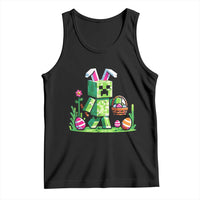 Pixel Easter Bunny Gamer Parody Graphic Tank Top Funny Block Style Rabbit with Eggs Basket Gaming Humor Gift