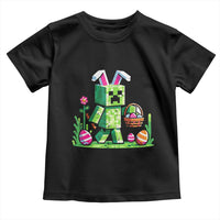 Pixel Easter Bunny Gamer Parody Graphic Toddler T Shirt Funny Block Style Rabbit with Eggs Basket Gaming Humor Gift