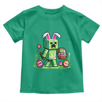 Pixel Easter Bunny Gamer Parody Graphic Toddler T Shirt Funny Block Style Rabbit with Eggs Basket Gaming Humor Gift