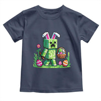 Pixel Easter Bunny Gamer Parody Graphic Toddler T Shirt Funny Block Style Rabbit with Eggs Basket Gaming Humor Gift