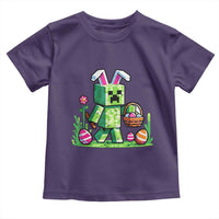 Pixel Easter Bunny Gamer Parody Graphic Toddler T Shirt Funny Block Style Rabbit with Eggs Basket Gaming Humor Gift