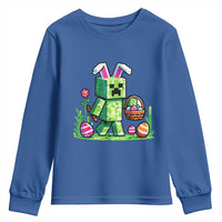 Pixel Easter Bunny Gamer Parody Graphic Youth Sweatshirt Funny Block Style Rabbit with Eggs Basket Gaming Humor Gift