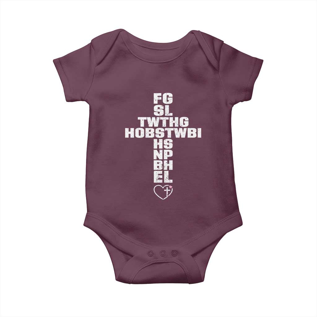For God So Loved The World John 3 16 Acronym Christian Cross Baby Onesie Faith Statement Inspirational Religious Gift