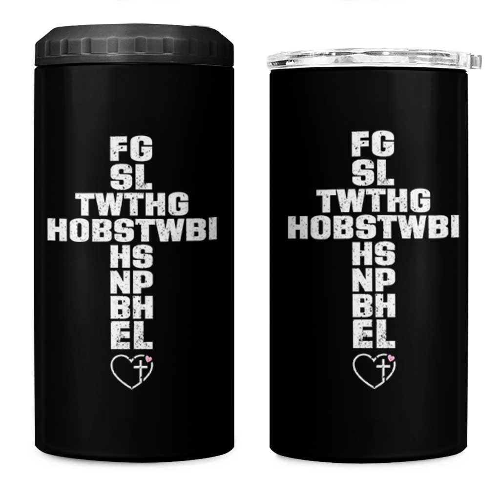 For God So Loved The World John 3 16 Acronym Christian Cross 4 in 1 Can Cooler Tumbler Faith Statement Inspirational Religious Gift