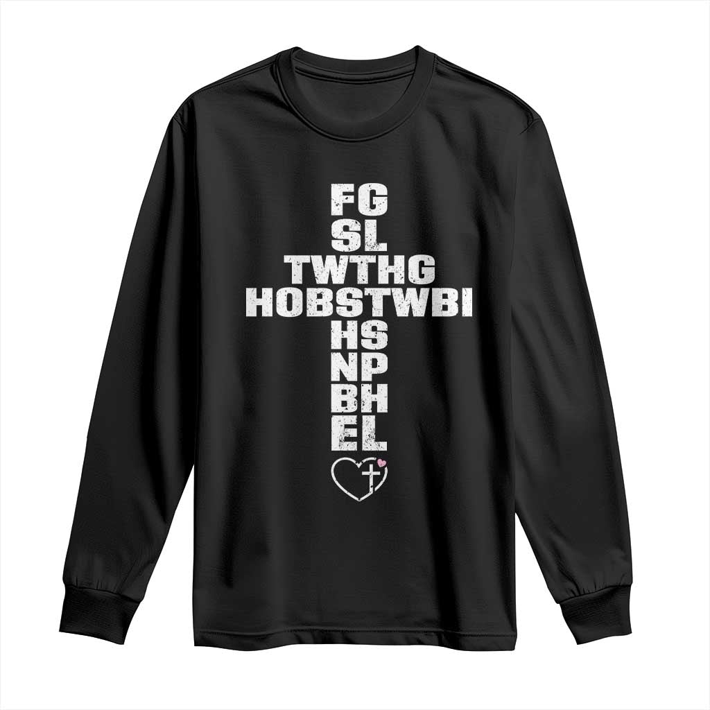 For God So Loved The World John 3 16 Acronym Christian Cross Long Sleeve Shirt Faith Statement Inspirational Religious Gift