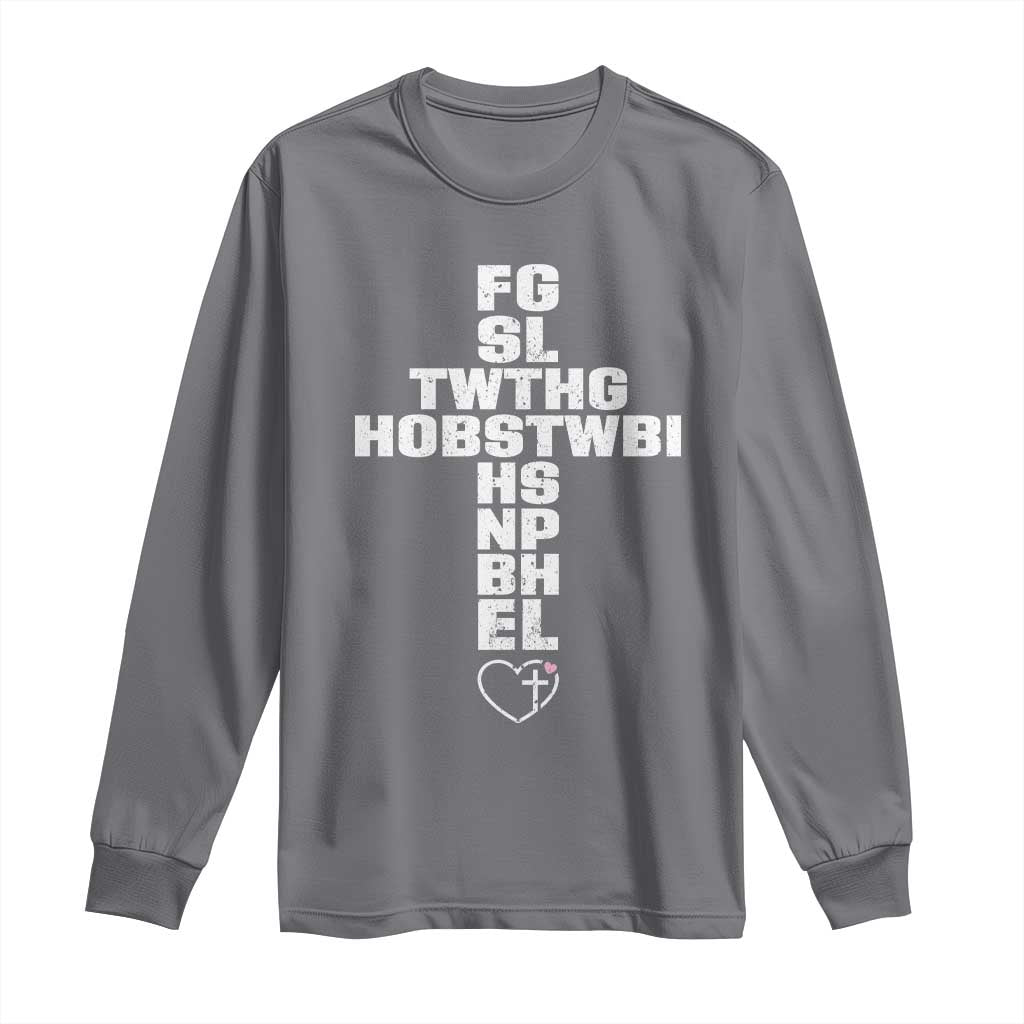 For God So Loved The World John 3 16 Acronym Christian Cross Long Sleeve Shirt Faith Statement Inspirational Religious Gift