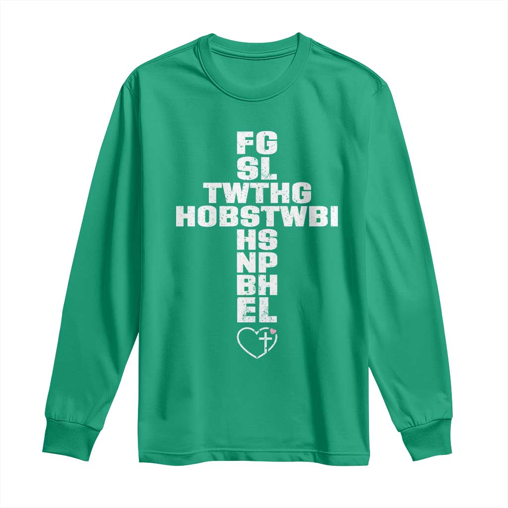 For God So Loved The World John 3 16 Acronym Christian Cross Long Sleeve Shirt Faith Statement Inspirational Religious Gift